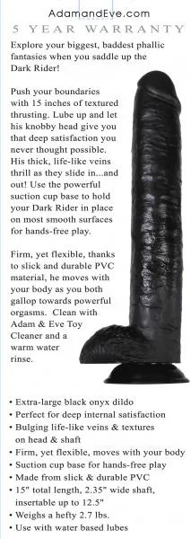 Adam Eve 15 In Dark Rider Adam Eve Female Sex Toys