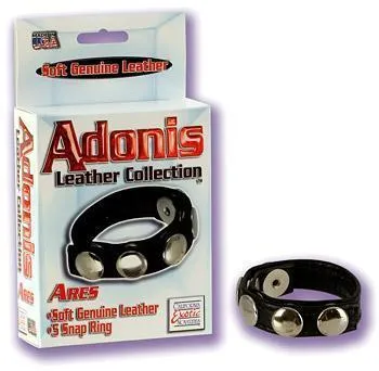 Adonis Leather Collection Ares 5 Snap Ring Seductucom Male Sex Toys