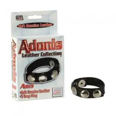 Adonis Leather Collection Ares 5 Snap Ring Seductucom Male Sex Toys