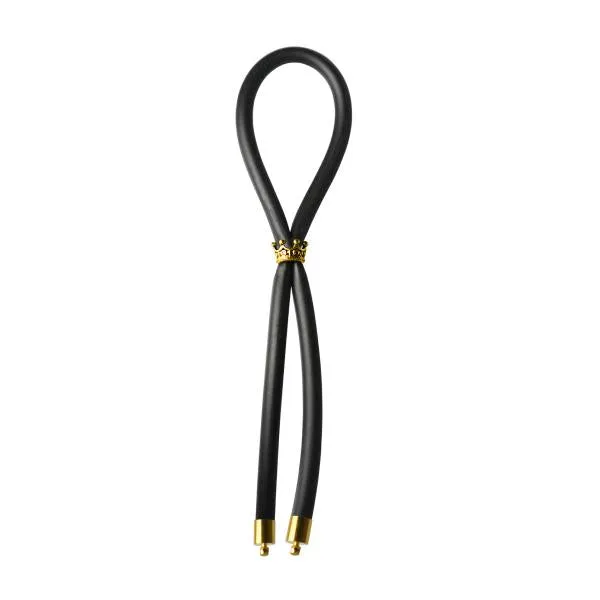 Anal Bolo Erection Enhancement Bolo C Ring Lasso Gold Crown Bead Silicone Black