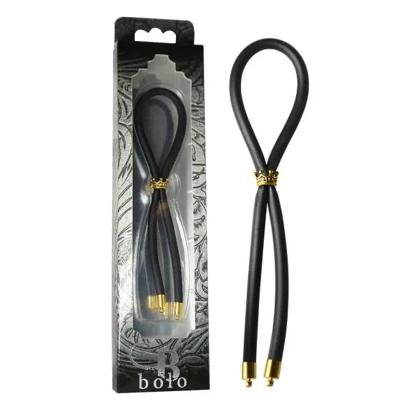 Anal Bolo Erection Enhancement Bolo C Ring Lasso Gold Crown Bead Silicone Black