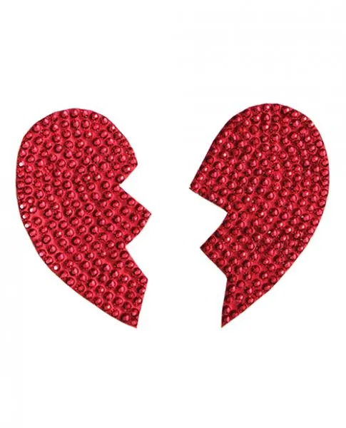 Anal Coquette Rhinestone Broken Heart Reusable Pastie Red OS