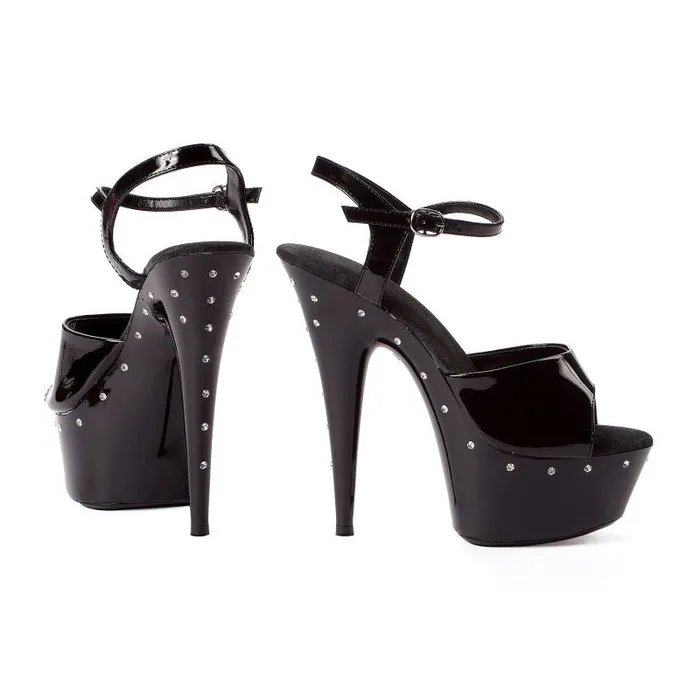 Anal Ellie Shoes Rhinestone Platform Black 6in