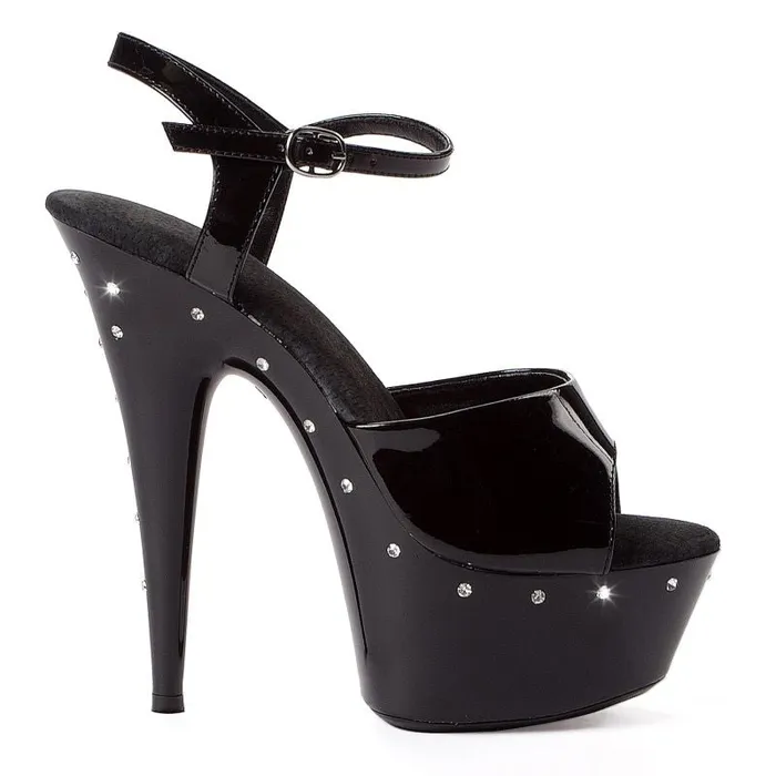 Anal Ellie Shoes Rhinestone Platform Black 6in