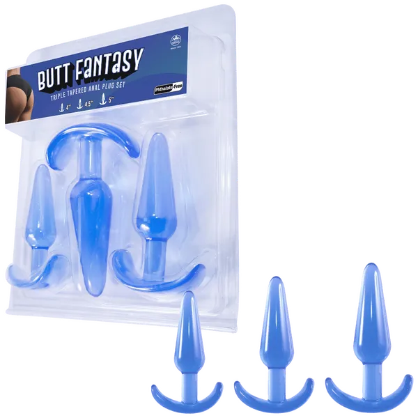 Anal Excellent Power Butt Fantasy Triple Tapered Anal Plug Set Blue