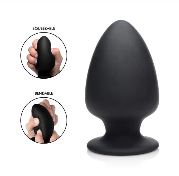 Anal Squeezable Silicone Anal Plug Black Large SqueezeIt