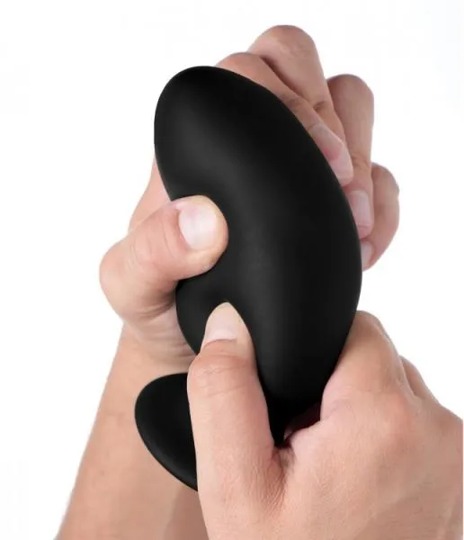 Anal Squeezable Silicone Anal Plug Black Large SqueezeIt