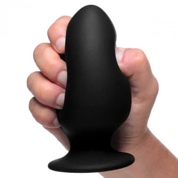 Anal Squeezable Silicone Anal Plug Black Large SqueezeIt