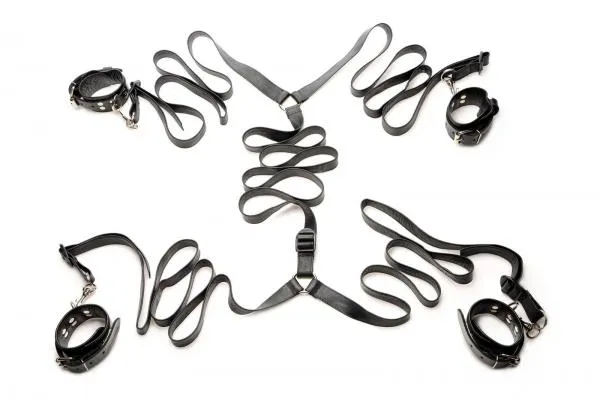 Anal Strict Leather Leather Bed Restraint Kit Black