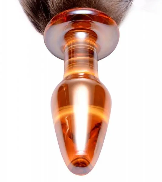 Anal Tailz Tailz Faux Fox Tail Orange Glass Anal Plug