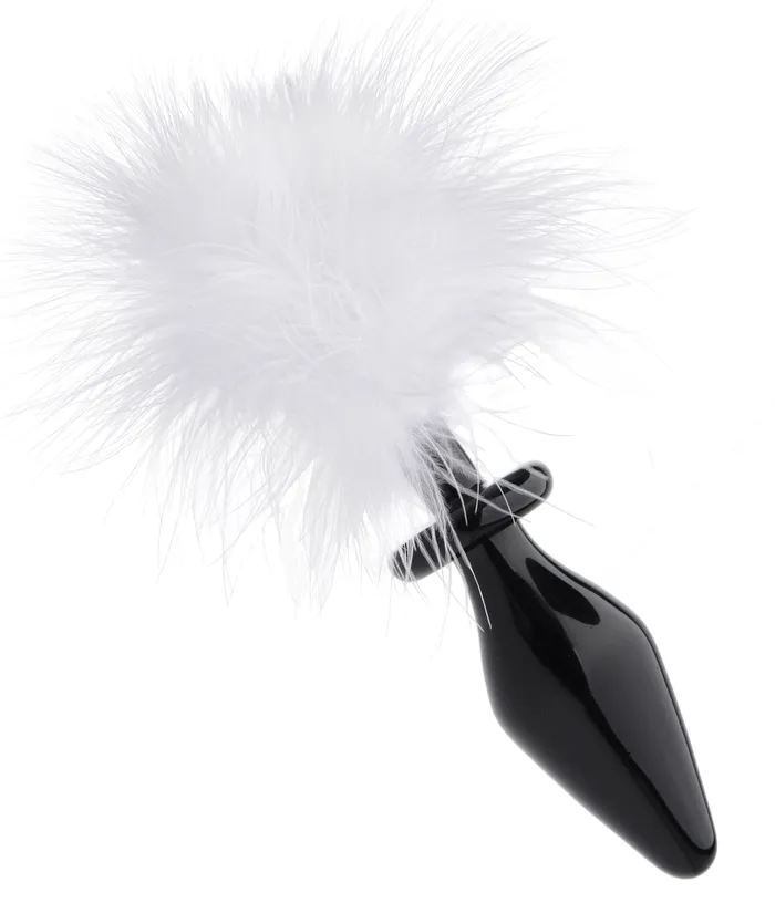 Anal Tailz White Fluffer Bunny Tail Glass Anal Plug