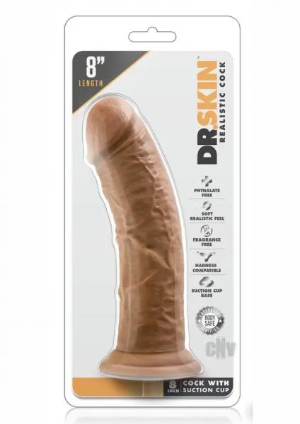 Blush Female Sex Toys Dr Skin 8 Inches Cock With Suction Cup Mocha Tan