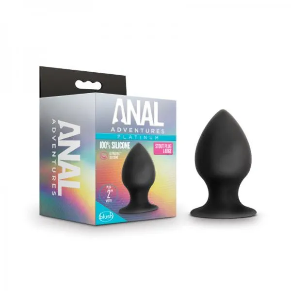 Blush Male Sex Toys Anal Adventures Platinum Silicone Anal Stout Plug Large Black