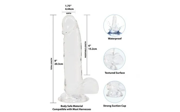 BMS Factory Dildos Addiction Crystal Dildo with Balls 8 Clear