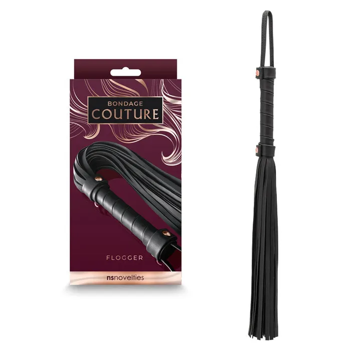 Bondage Couture Flogger Black Black Flogger Whip NS Novelties Anal