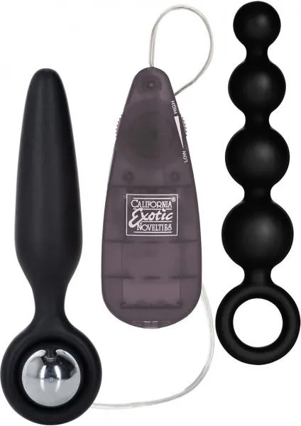 Booty Call Booty Vibro Kit Silicone Remote Control Anal Probes Black 2 Each Booty Call Anal