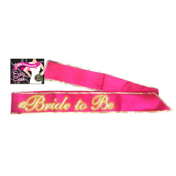 BrideToBe Sash Glow In The Dark Glow in the Dark Hot Pink Hens Party Sash Little Genie Dildos