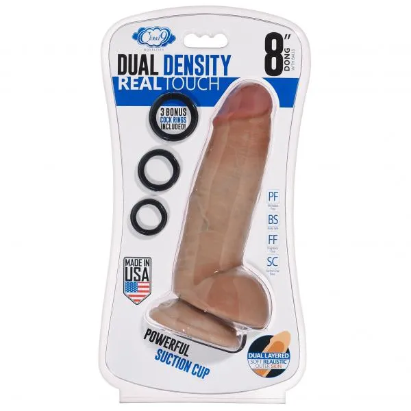 Cloud 9 Dual Density Real Touch 8 Inches Dong With Balls Tan Cloud 9 Novelties Dildos