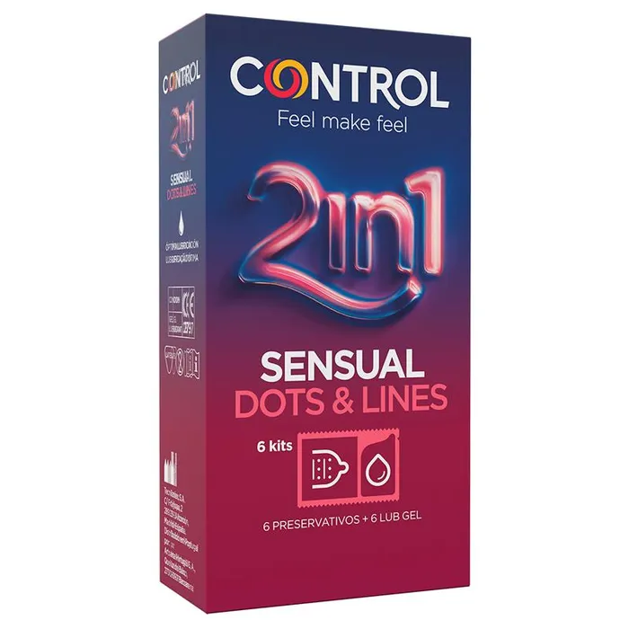 Control Control Preservativi 2 in 1 Dots Lines 6 pezzi Female Sex Toys