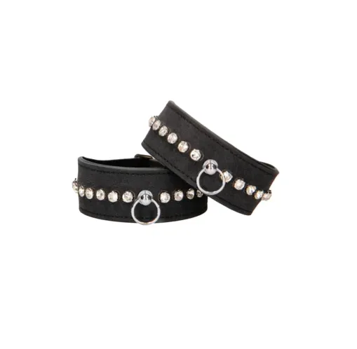 Couples Shots Toys Ouch Diamond Diamond Studded Wrist Cuffs Black