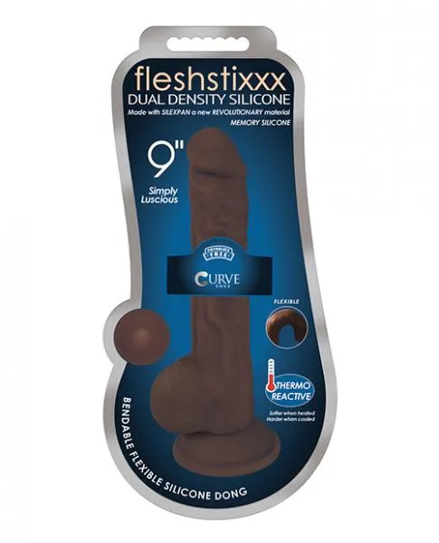 Curve Novelties Dildos Fleshstixxx 9in Silicone Dildo W Balls Chocolate