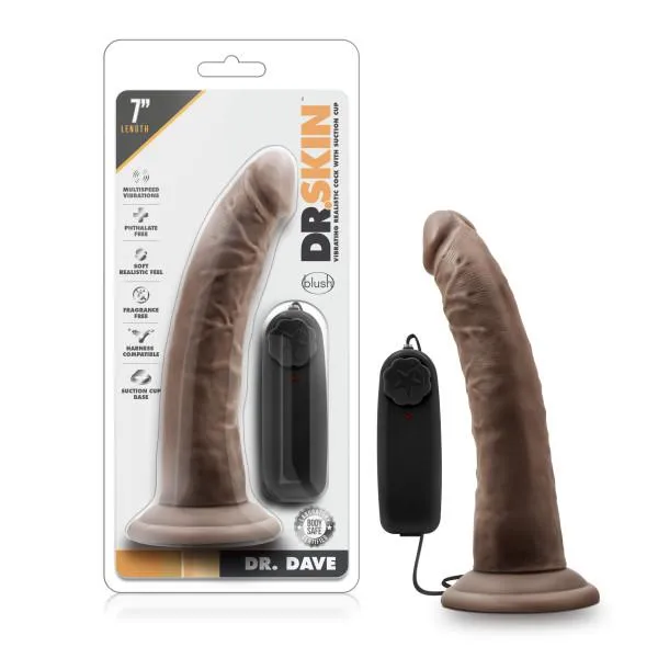 Dildos Blush Dr Dave 7 Inches Vibrating Cock Suction Cup Brown