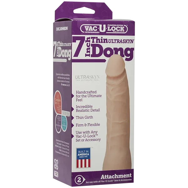 Dildos Doc Johnson Vac U Lock 7 Ultraskyn Thin Dong Beige