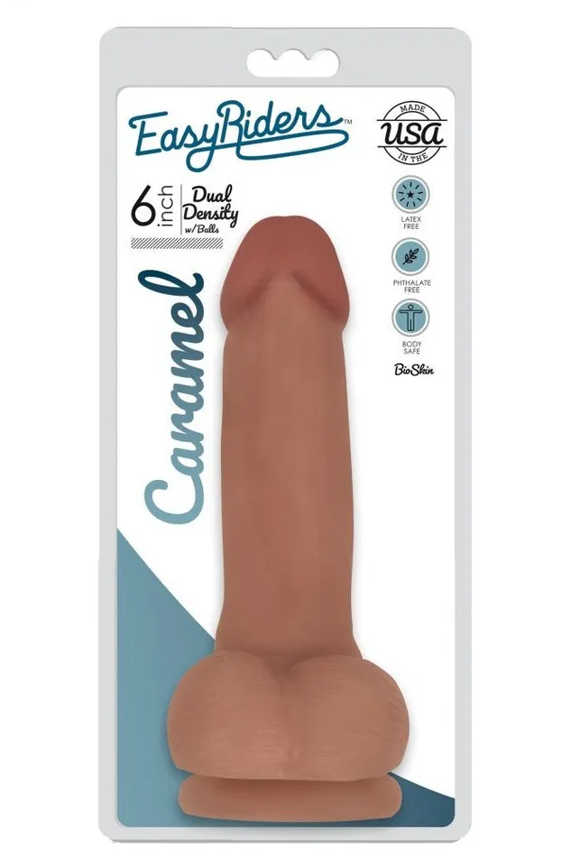 Dildos Easy Riders 6 Inch Dual Density Dildo With Balls Tan Sd