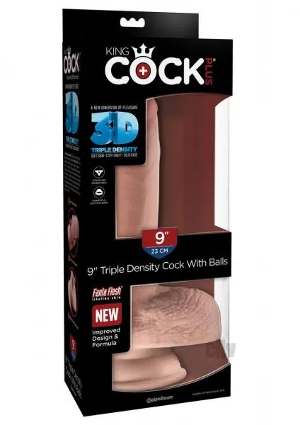 Dildos Pipedream King Cock Triple Density 9 Inches Cock Balls Beige