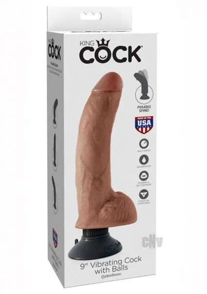 Dildos Pipedream King Cock Vibrating Dildo With Balls 9 Inches Tan