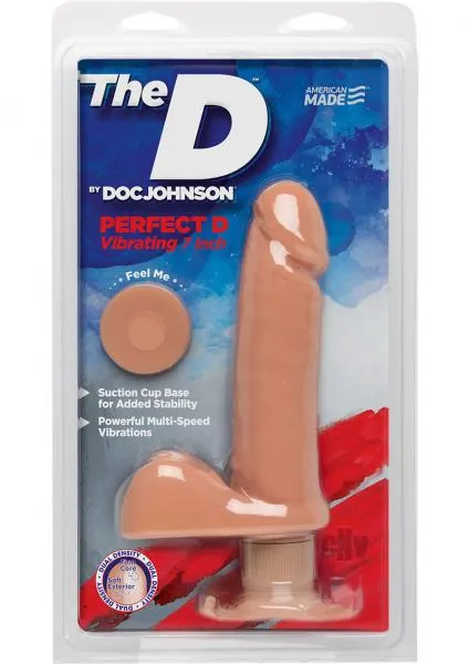 Doc Johnson Dildos The D Perfect D Vibrating Dildo 7 Inch Vanilla Beige