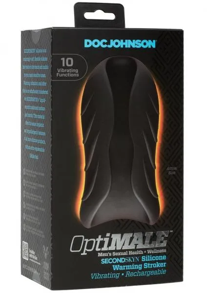 Doc Johnson Male Sex Toys Optimale Secondskyn Vibrating Warming Stroker Black