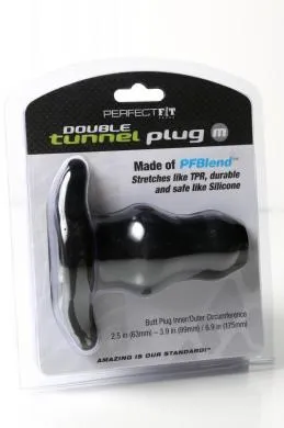 Double Tunnel Plug Black Medium Perfect Fit Anal