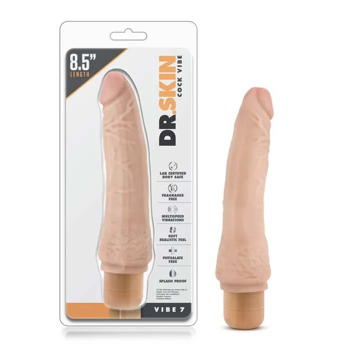 Dr Skin Cock Vibe 7 85in Vibrating Cock Beige Dr Skin Female Sex Toys