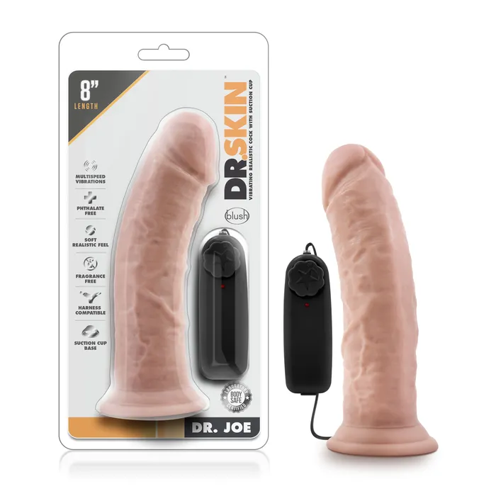 Dr Skin Female Sex Toys Dr Skin Dr Joe 8in Vibrating Cock with Suction Cup Vanilla