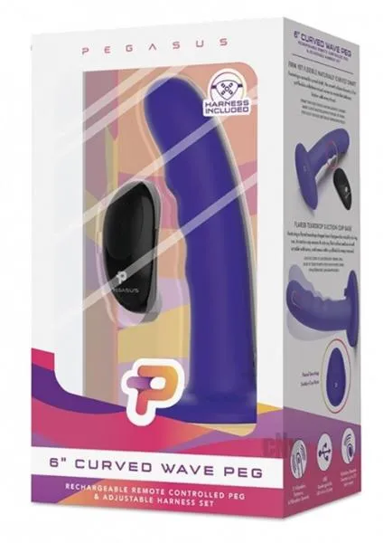 Electric Eel Dildos Pegasus 6 Inches Curved Wave Peg Harness Remote Purple