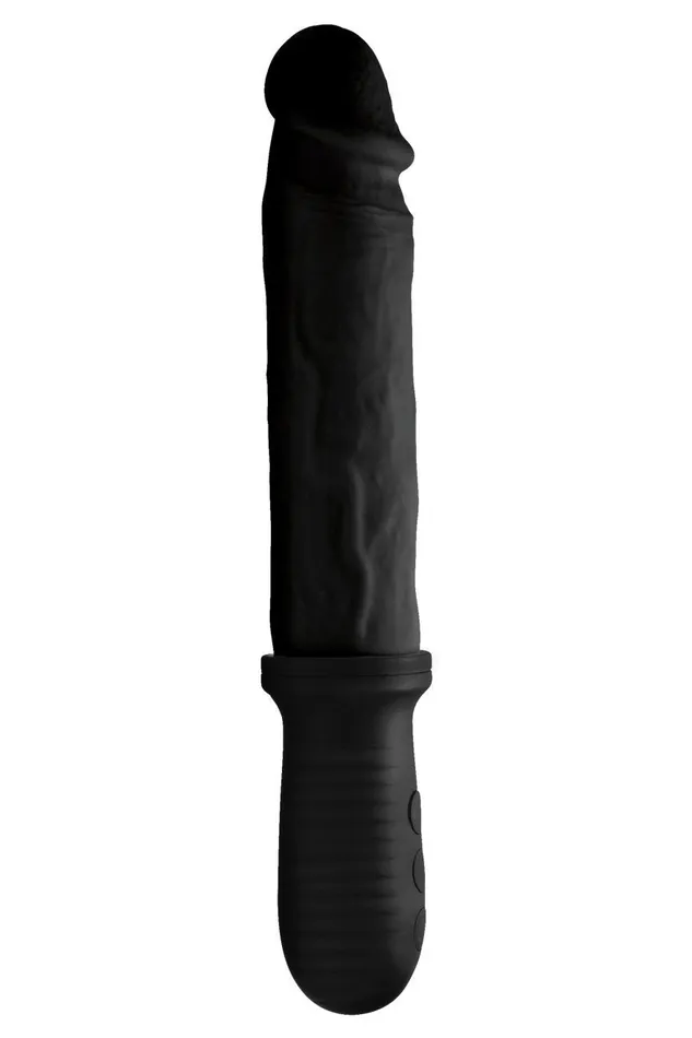 Female Sex Toys 8X Auto Pounder Vibrating and Thrusting Dildo with Handle Black Sd