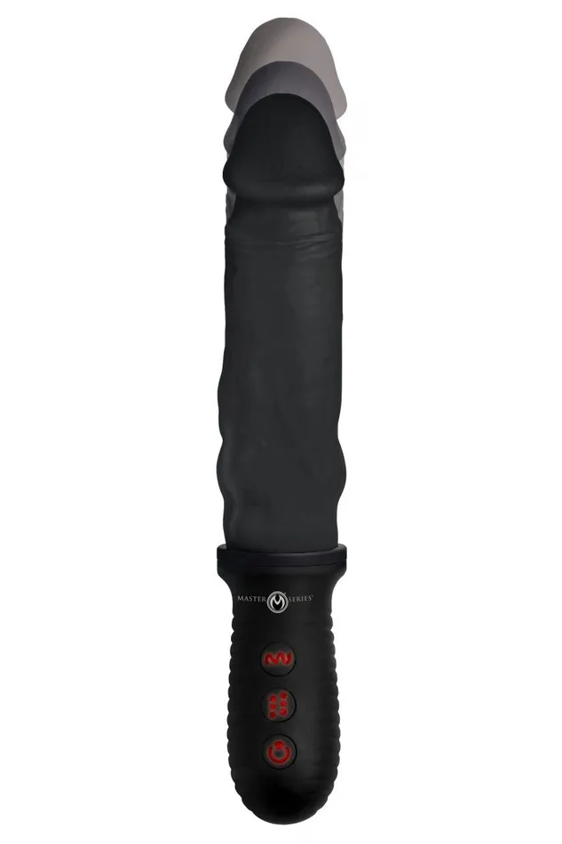 Female Sex Toys 8X Auto Pounder Vibrating and Thrusting Dildo with Handle Black Sd