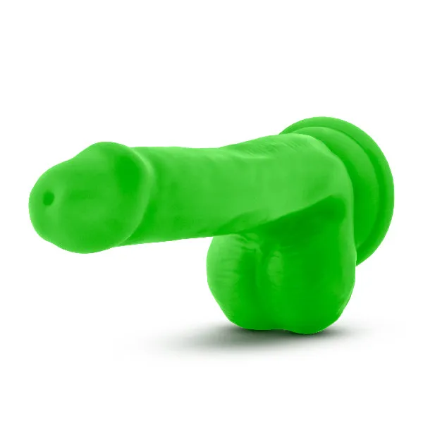 Female Sex Toys Blush Novelties Neo Elite 6 Silicone Dual Density Cock with Balls Neon Green