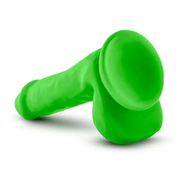 Female Sex Toys Blush Novelties Neo Elite 6 Silicone Dual Density Cock with Balls Neon Green