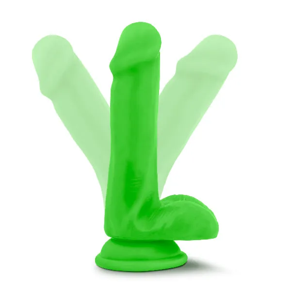 Female Sex Toys Blush Novelties Neo Elite 6 Silicone Dual Density Cock with Balls Neon Green