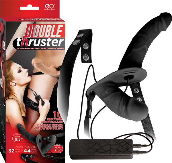 Female Sex Toys Excellent Power Double Thruster StrapOn Black