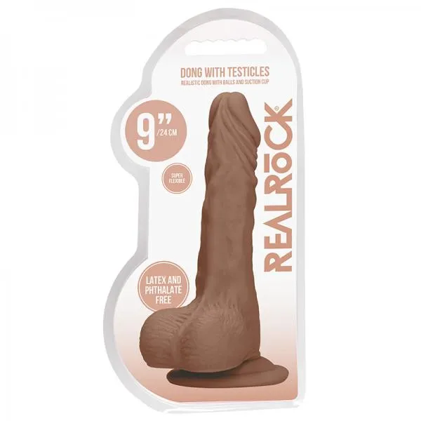 Female Sex Toys Shots Real Rock Realistic Dildo With Balls 9 23 Cm Mocha