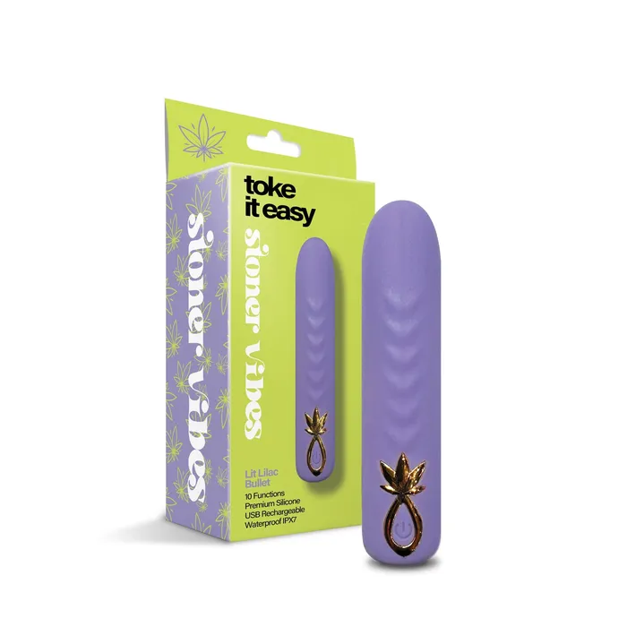 Female Sex Toys THES Stoner Vibes Toke it Easy Rechargeable Bullet Vibrator Lit Lilac