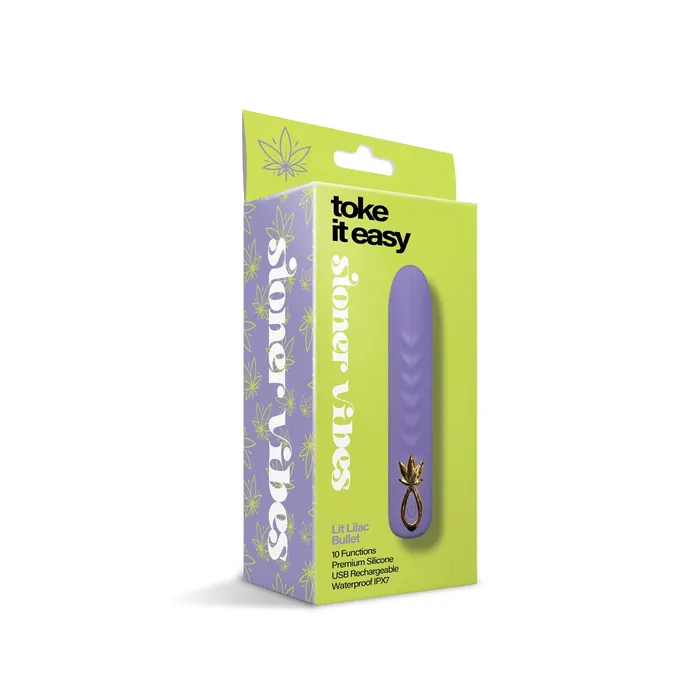 Female Sex Toys THES Stoner Vibes Toke it Easy Rechargeable Bullet Vibrator Lit Lilac