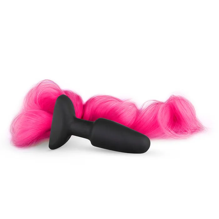 Fetish Collection Silicone Butt Plug With Tail Pink Male Sex Toys