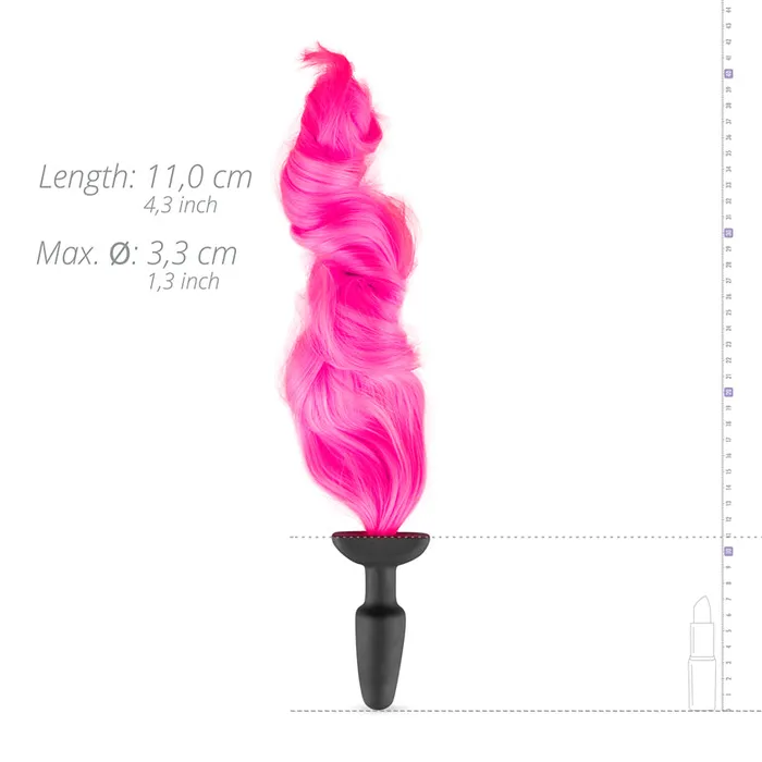 Fetish Collection Silicone Butt Plug With Tail Pink Male Sex Toys