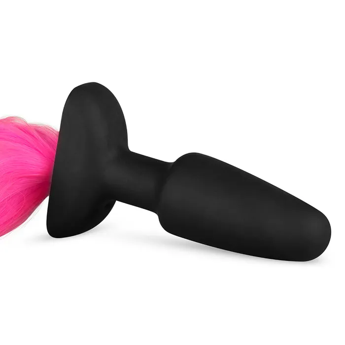 Fetish Collection Silicone Butt Plug With Tail Pink Male Sex Toys