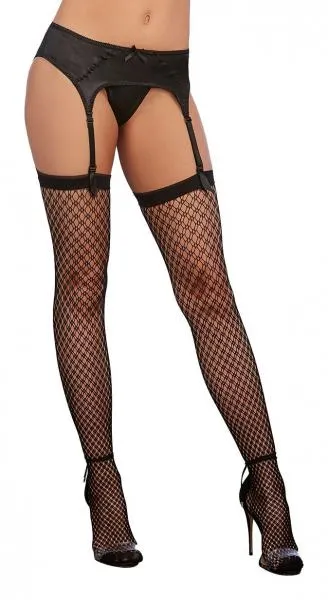 Fishnet Plaid Thigh High Stockings Black OS Black Diamond Anal