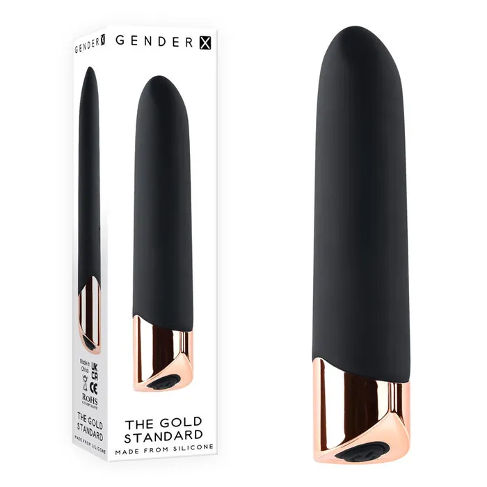 Gender X Vibrators Gender X THE GOLD STANDARD BlackRose Gold 10 cm USB Rechargeable Bullet